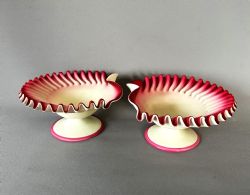A PAIR OF STEVENS WILLIAMS GLASS SHELL DISHES