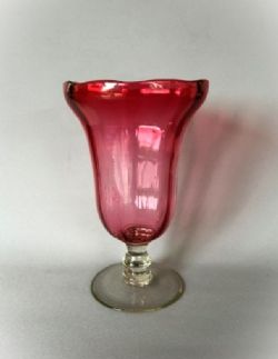 A GORGEOUS VICTORIAN CRANBERRY GLASS CELERY VASE