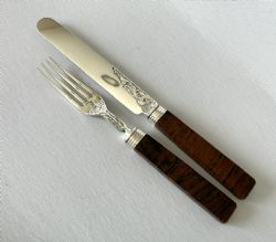 A FABULOUS VICTORIAN SILVER AGATE KNIFE AND FORK