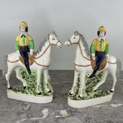 STAFFORDSHIRE FIGURES PAIR OF SAMPSON SMITH 'CHAMPION JOCKEY' NO12