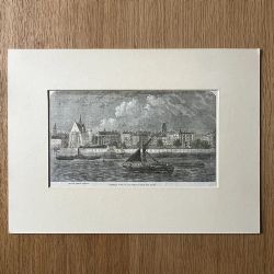 GENERAL VIEW OF THE TEMPLE FROM THE RIVER MIDDLE TEMPLE LIBRARY 1861 VICTORIAN WOOD ENGRAVING