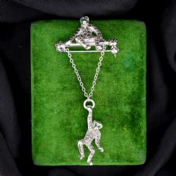 ANTIQUE EDWARDIAN MARCASITE DOUBLE HANGING MONKEY BAR BROOCH