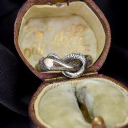 ANTIQUE SNAKE SERPENT SILVER DRESS RING
