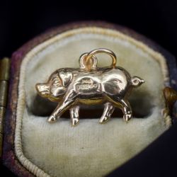 VINTAGE 9CT GOLD LUCKY PIG CHARM PENDANT LONDON 1966