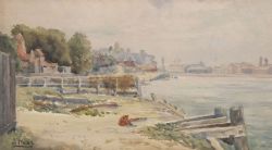 JOSEPH WEST WATERCOLOUR DARBY'S HARD NR GORLESTONONSEA