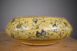 LARGE ANTIQUE KASHMIRI BIRDS FOLIAGE BOWL