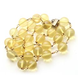 RARE 1950S YELLOW LUCITE BEAD NECKLACE BY PARIS HOUSE LONDON