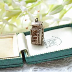 VINTAGE STERLING SILVER TELEPHONE BOX CHARM