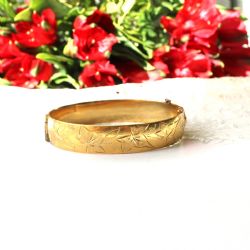 VINTAGE 9CT METAL CORE ROLLED GOLD BRACELET BANGLE