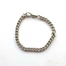 HEAVY VINTAGE SOLID SILVER BELCHER LINK BRACELET WITH DOG CLIP 8 14INCHES