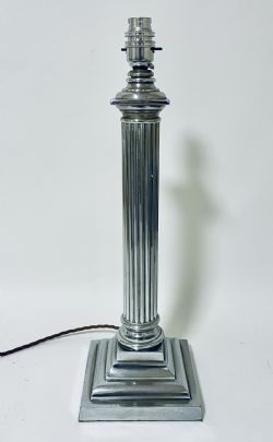 ANTIQUE SILVER PLATED COLUMN TABLE LAMP