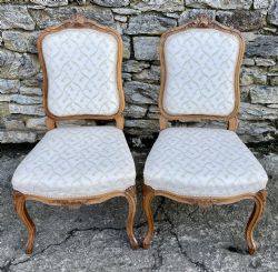 PAIR OF FRENCH CARVED WALNUT SALON CHAIRS