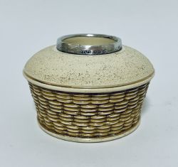VICTORIAN SILVER RIM CERAMIC MATCH STRIKER