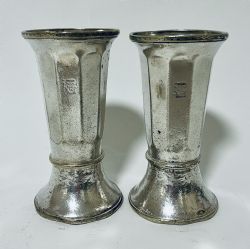 PAIR OF SILVER PLATED SHIPS VASES