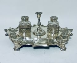 VICTORIAN SILVER PLATED DESK STAND