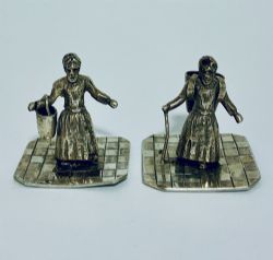 PAIR MINIATURE SILVER CONTINENTAL FIGURES