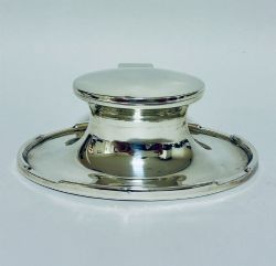 ANTIQUE SILVER CAPSTAN INKWELL