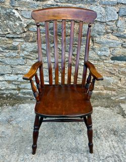 ANTIQUE LATHE BACK FARMHOUSE CHAIR