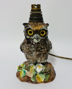 VICTORIAN CERAMIC OWL LAMP BASE