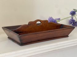 A SMALL ANTIQUE FRUITWOOD DESK TIDYPEN TRAY IN THE STYLE OF A CUTLERY TRAY BUT MUCH SMALLER