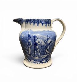 STAFFORDSHIRE POTTERY JUG THE BRITISH VOLUNTEERS C 1850