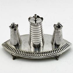 RARE SILVER PLATED CASTLE STYLE TABLE CIGAR LIGHTER