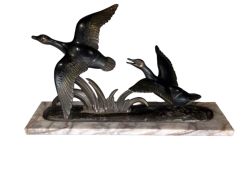 ART DECO SCULPTURE OF DUCKS RISING IN FLIGHT