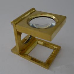 ANTIQUE ENGLISH FOLDING BRASS LINEN THREAD COUNTER C1920