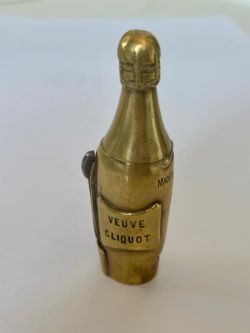 19THC AUSTRIAN NOVELTY BRASS CIGAR CUTTER VESTA CASE CHAMPAGNE VEUVE CLIQUOT