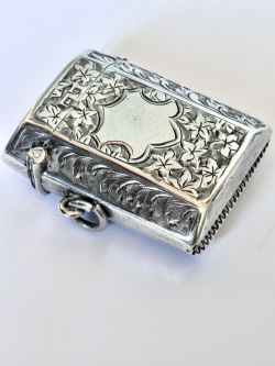 ANTIQUE GEORGE V SILVER VESTA CASE CONSTANTINE FLOYD BIRMINGHAM 1910