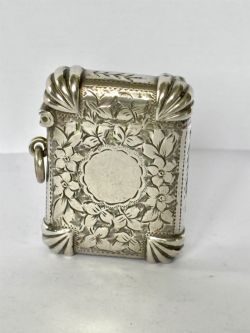 VICTORIAN SILVER VESTA CASE BIRMINGHAM 1899 BY EV PLEDGE SON