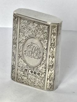 VICTORIAN SILVER FLIP TOP VESTA CASE HOWARD JAMES BIRMINGHAM 1885