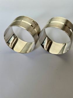 ANTIQUE PAIR GEORGE V SILVER NAPKIN RINGS BHAM 1946 ERNEST W HAYWOOD