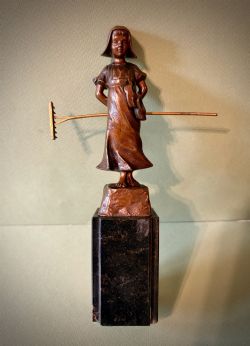 CHARMING AUSTRIAN BRONZE OF A FARMER GIRL