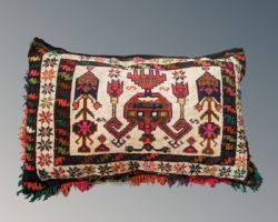 ANTIQUE BAG FACE CUSHION HAND WOVEN