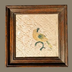 CHARMING BIRD EMBROIDERY 18TH CENTURY FRAMED