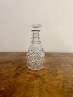 QUALITY ANTIQUE EDWARDIAN CUT GLASS DECANTER