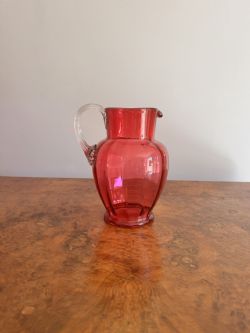 PRETTY ANTIQUE VICTORIAN CRANBERRY GLASS JUG