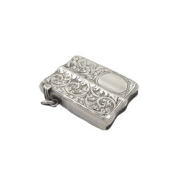 ANTIQUE STERLING SILVER SHAPED VESTA 1915