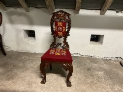 A 19THC MAHOGANY CARVED HALLOCCASIONAL CHAIR
