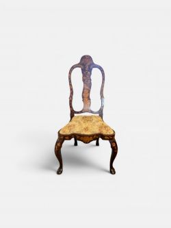 ANTIQUE WALNUT MARQUETRY INLAID DUTCH CHAIR