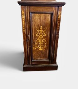 VICTORIAN TALL AND NARROW ROSEWOOD AND INLAID CABINET