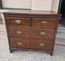 EDWARDIAN SOLID OAK CHEST OF DRAWES