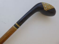 VICTORIAN NOVELTY SUNDAY SABBATH GOLF CLUB WALKING STICK CANE HICKORY SHAFT
