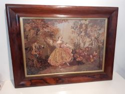 19TH CENTURY GROS PETIT POINT WOOL WORK IN ROSEWOOD FRAME