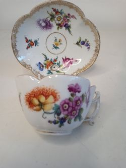 LATE 1800'S HAND PAINTED CUP AND SAUCER