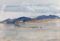 KENNETH HOLMES SIGNED ANTIQUE WATERCOLOUR PAINTING LOCH VIEW SCOTLAND LANDSCAPE