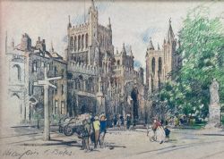 MARJORIE CHRISTINE BATES SIGNED ORIGINAL EARLY 20TH CENTURY VINTAGE PASTEL DRAWING STUDY THE CATHEDRAL BRISTOL ENGLISH LANDSCAPE