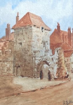ORIGINAL INDISTINCTLY SIGNED A GIBB 19TH CENTURY ANTIQUE WATERCOLOUR QUEEN MARGARET'S ARCH YORK TOWNSCAPE