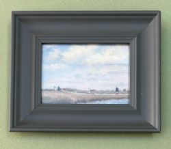 ENGLISH IMPRESSIONIST SCHOOL ORIGINAL MID 20TH CENTURY OIL PAINTING ON CARD NORFOLK WINDMILLS BRITISH LANDSCAPE